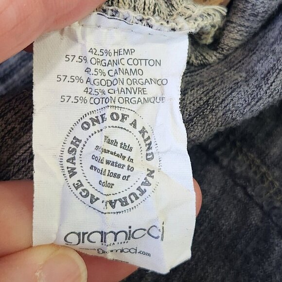 Gramicci Striped Top Womens XS Grey Dip Dyed Dolman Sleeve Henley Scoop Neck - Picture 8 of 8